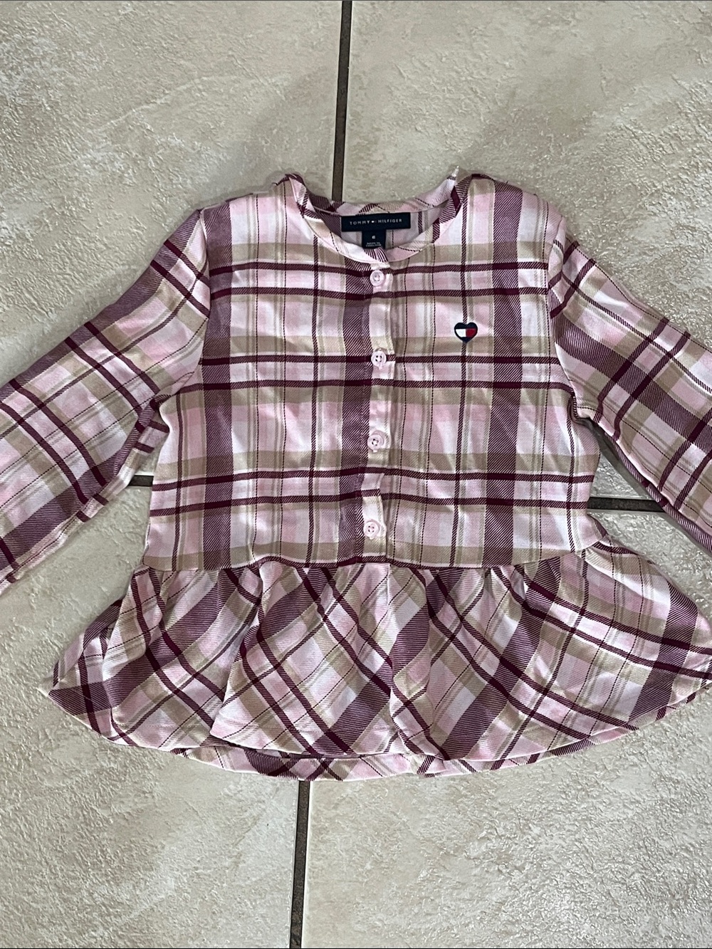 Tommy Hilfiger Pink Plaid Peplum Button-Down Shirt
